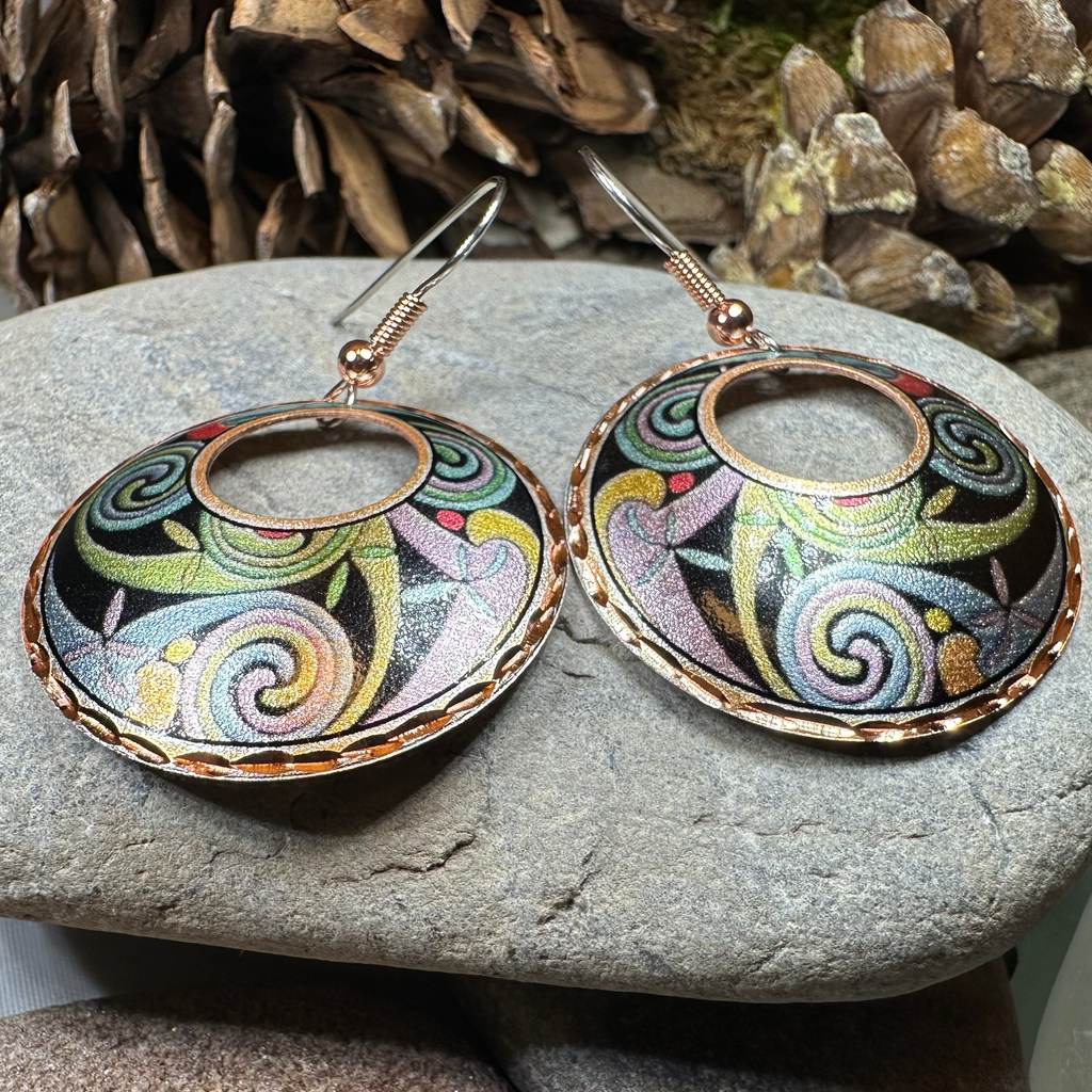 Rainswept Celtic Spiral Copper Earrings