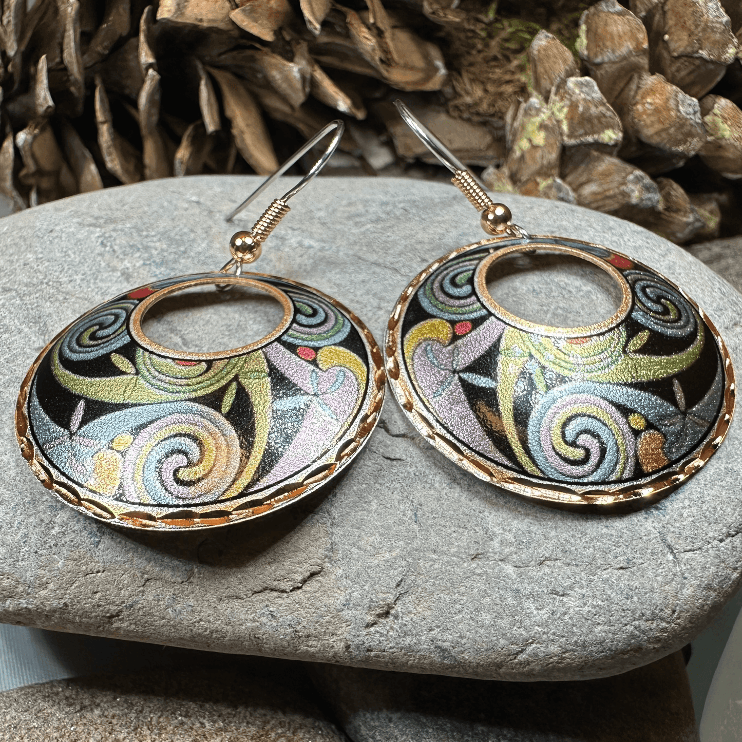 Rainswept Celtic Spiral Copper Earrings - 