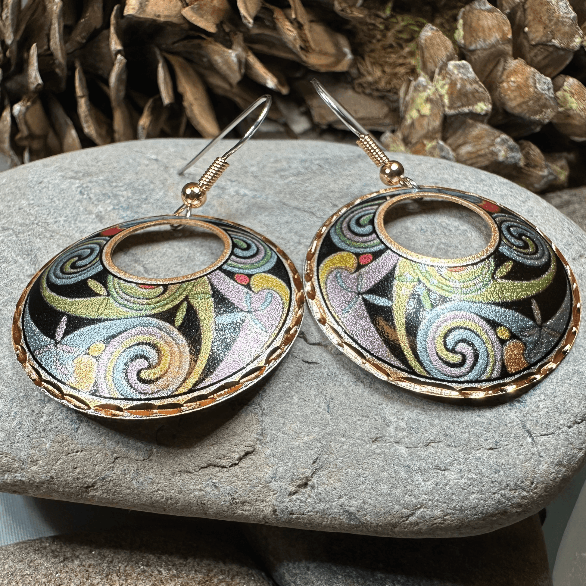 Rainswept Celtic Spiral Copper Earrings - 