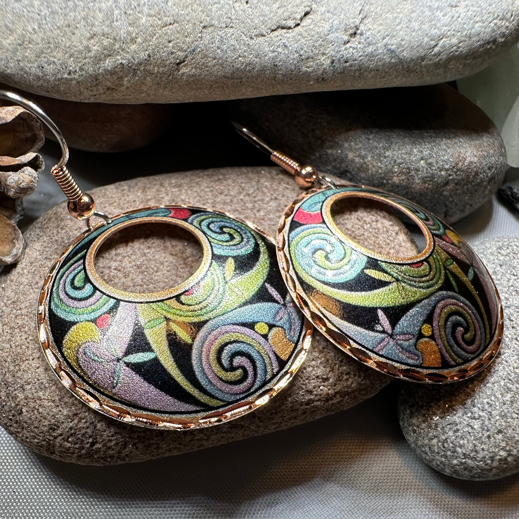 Rainswept Celtic Spiral Copper Earrings