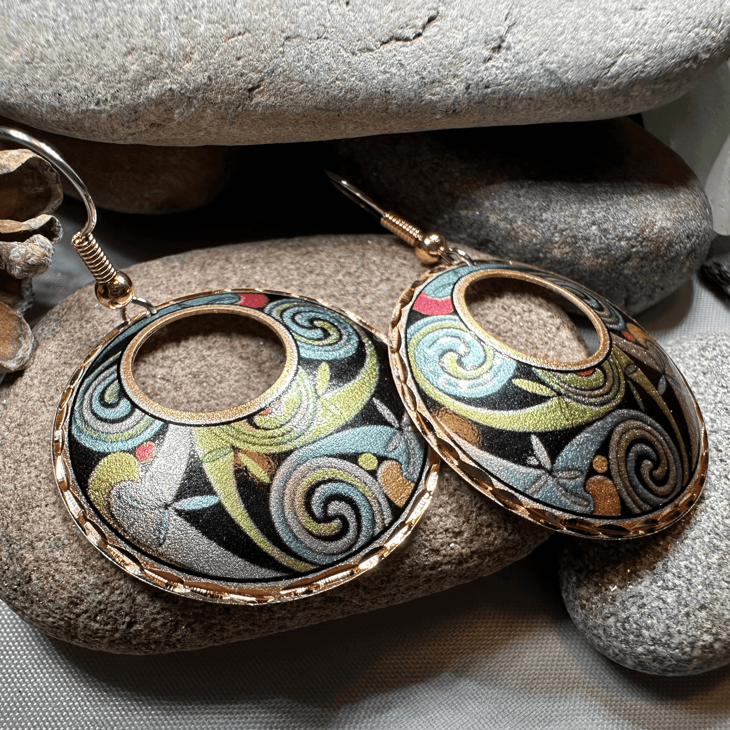 Rainswept Celtic Spiral Copper Earrings - 