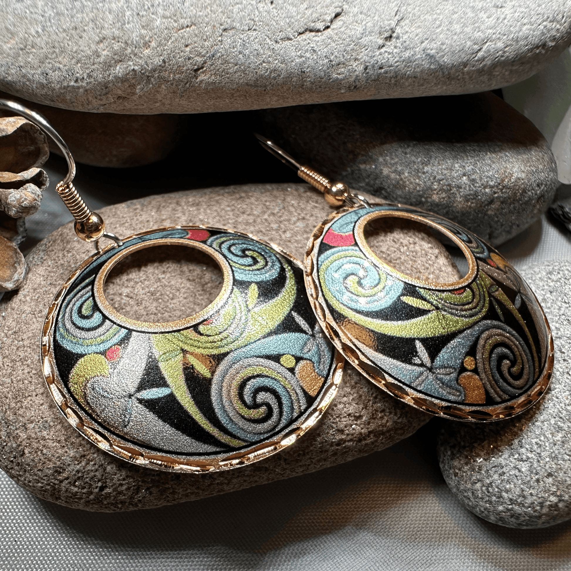 Rainswept Celtic Spiral Copper Earrings - 