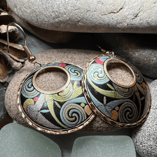 Rainswept Celtic Spiral Copper Earrings - 