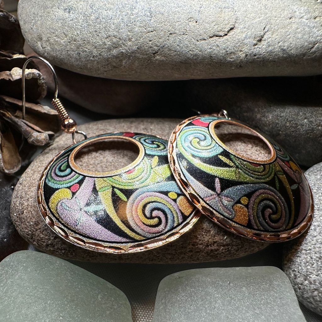 Rainswept Celtic Spiral Copper Earrings