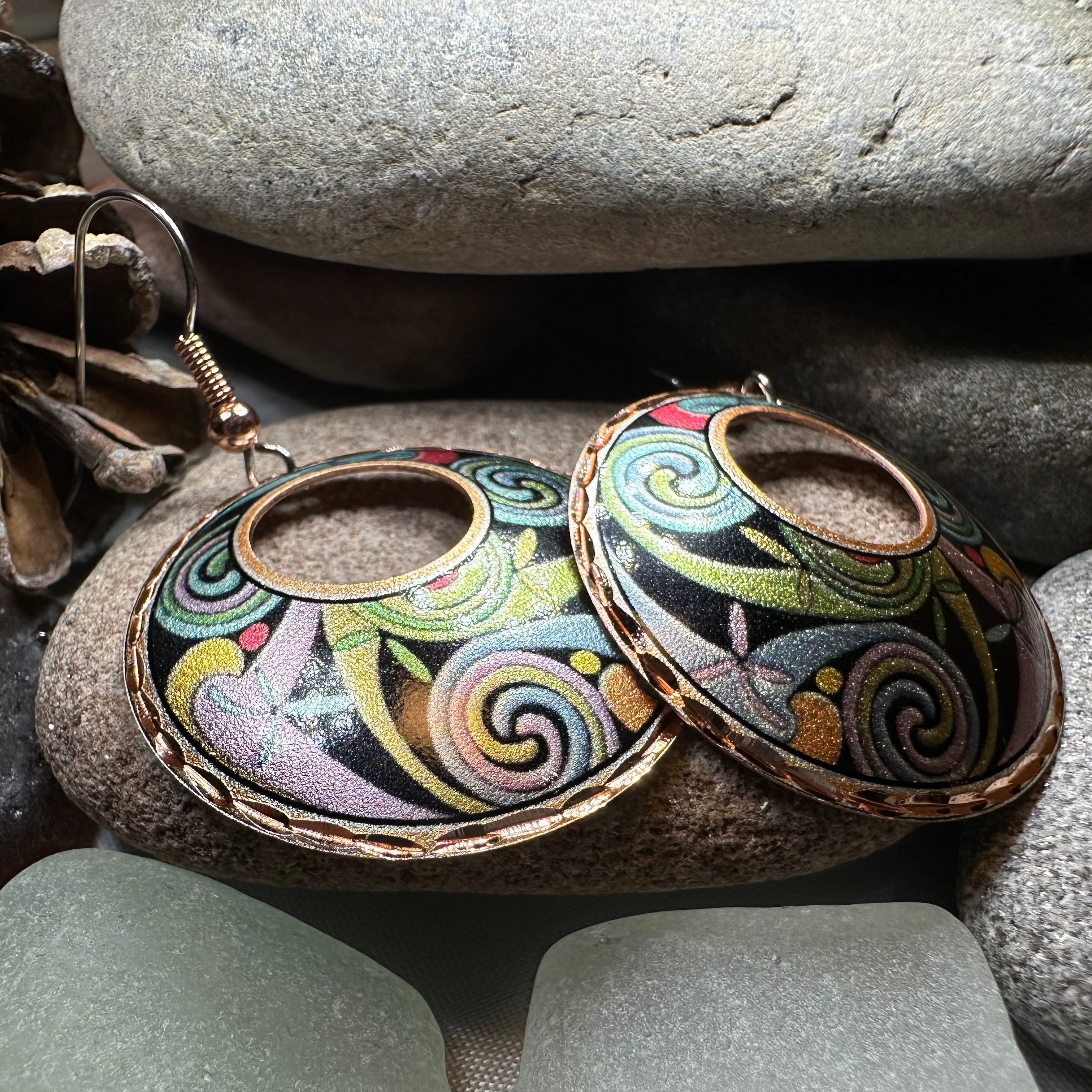 Rainswept Celtic Spiral Copper Earrings