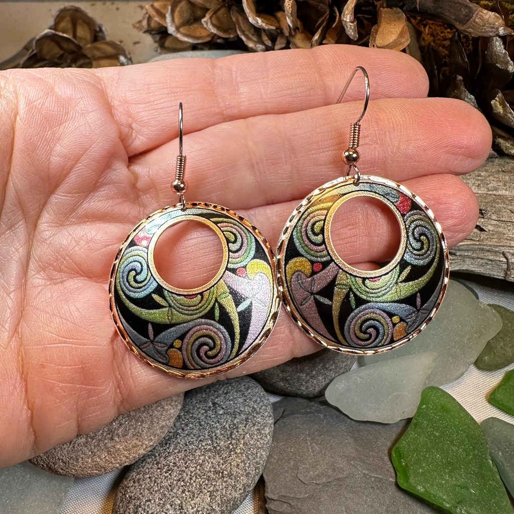 Rainswept Celtic Spiral Copper Earrings