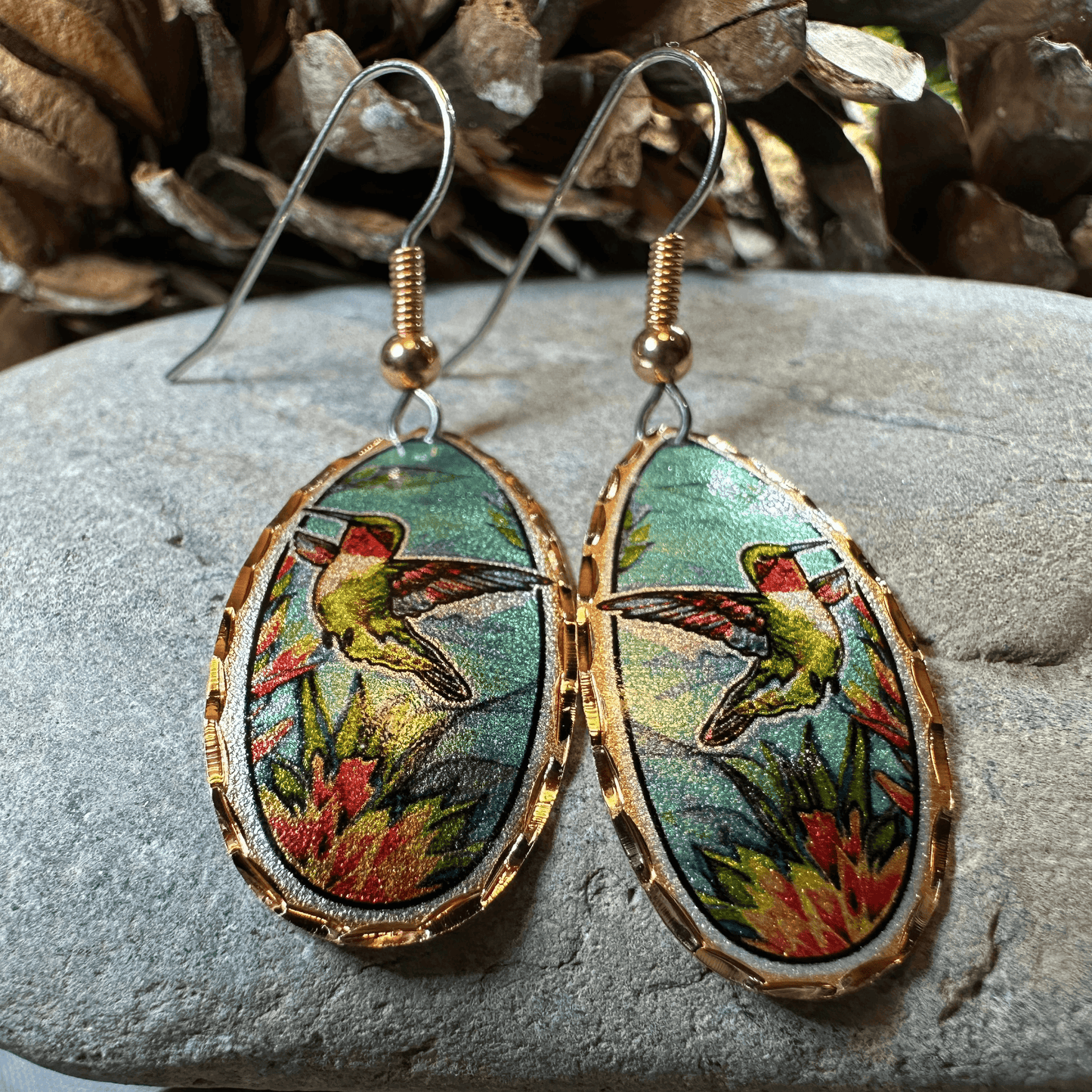 Summer Hummingbird Copper Earrings - 