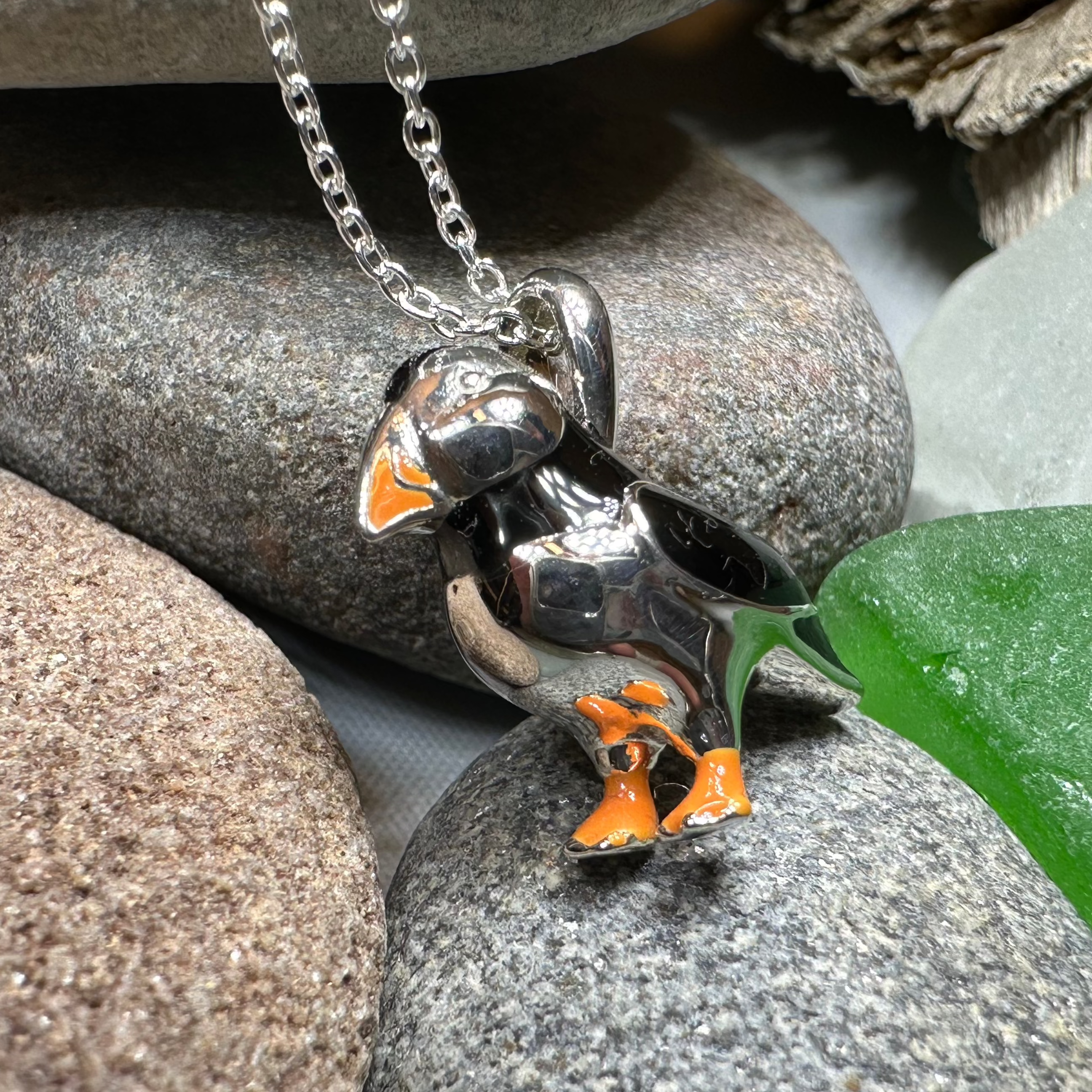 Enamel Puffin Necklace