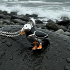 Enamel Puffin Necklace