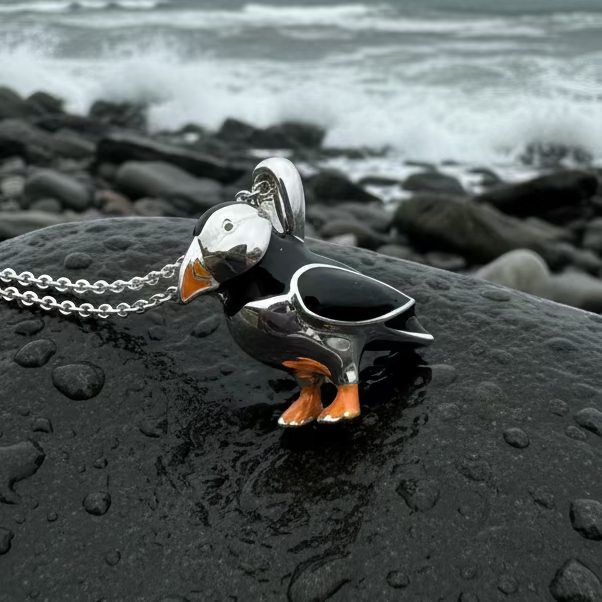Enamel Puffin Necklace