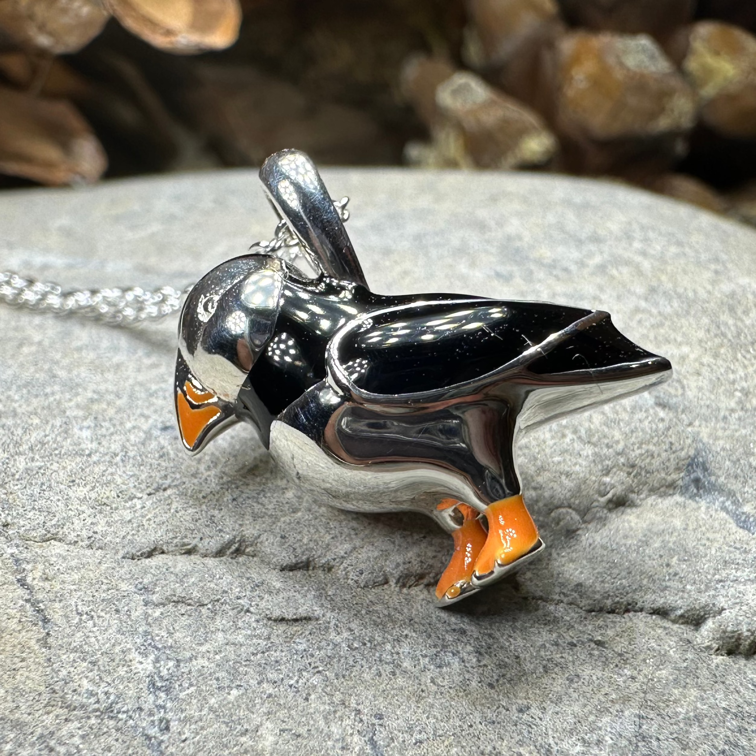 Enamel Puffin Necklace