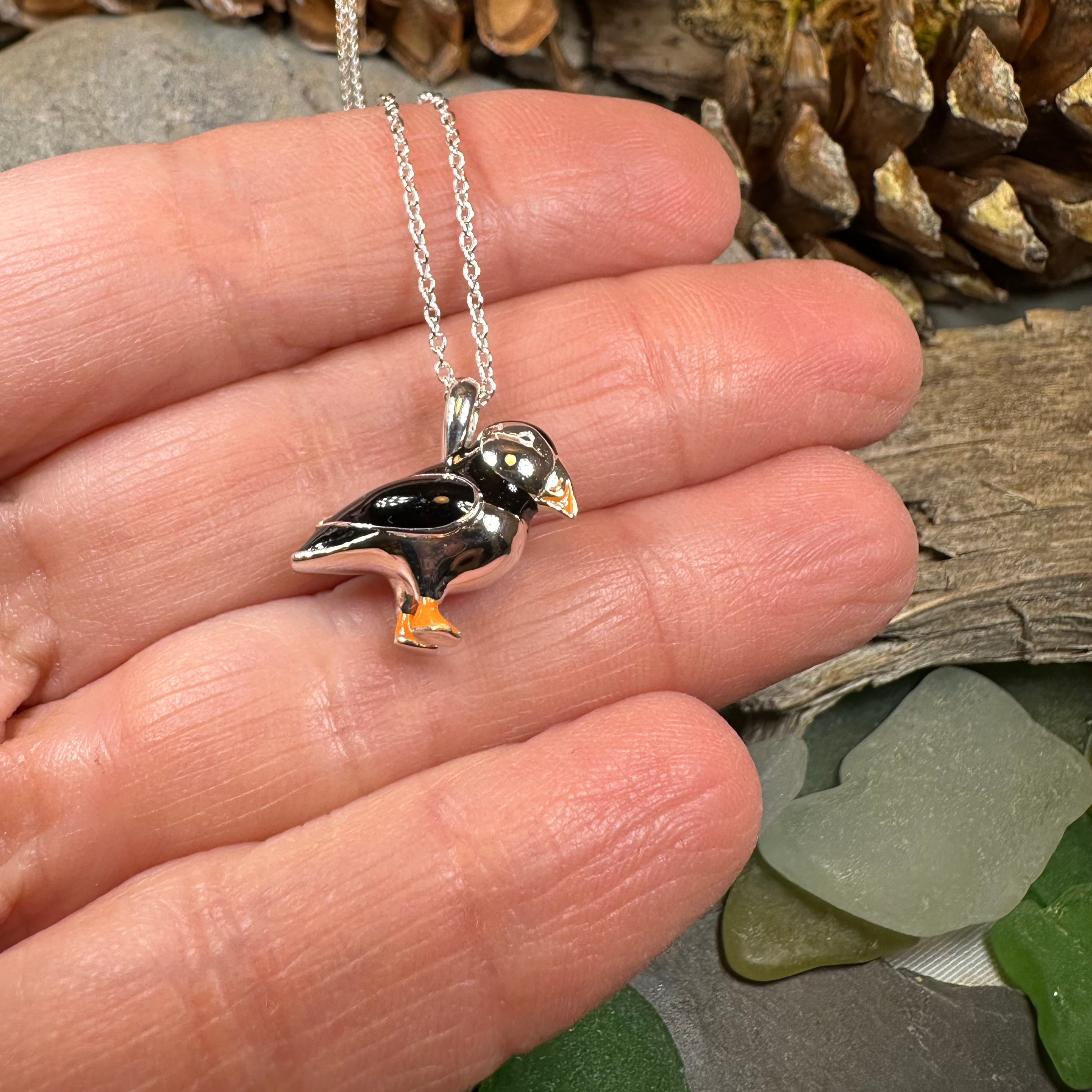 Enamel Puffin Necklace