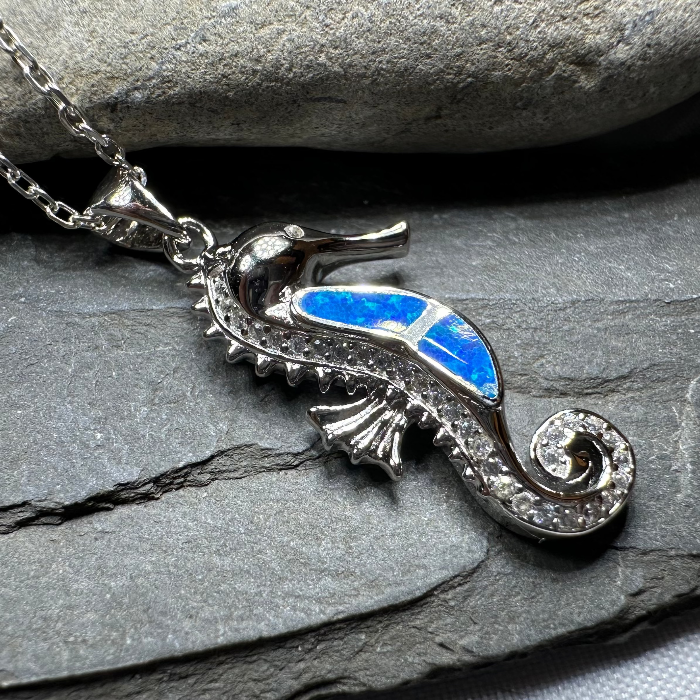 Petite Opal Seahorse Necklace