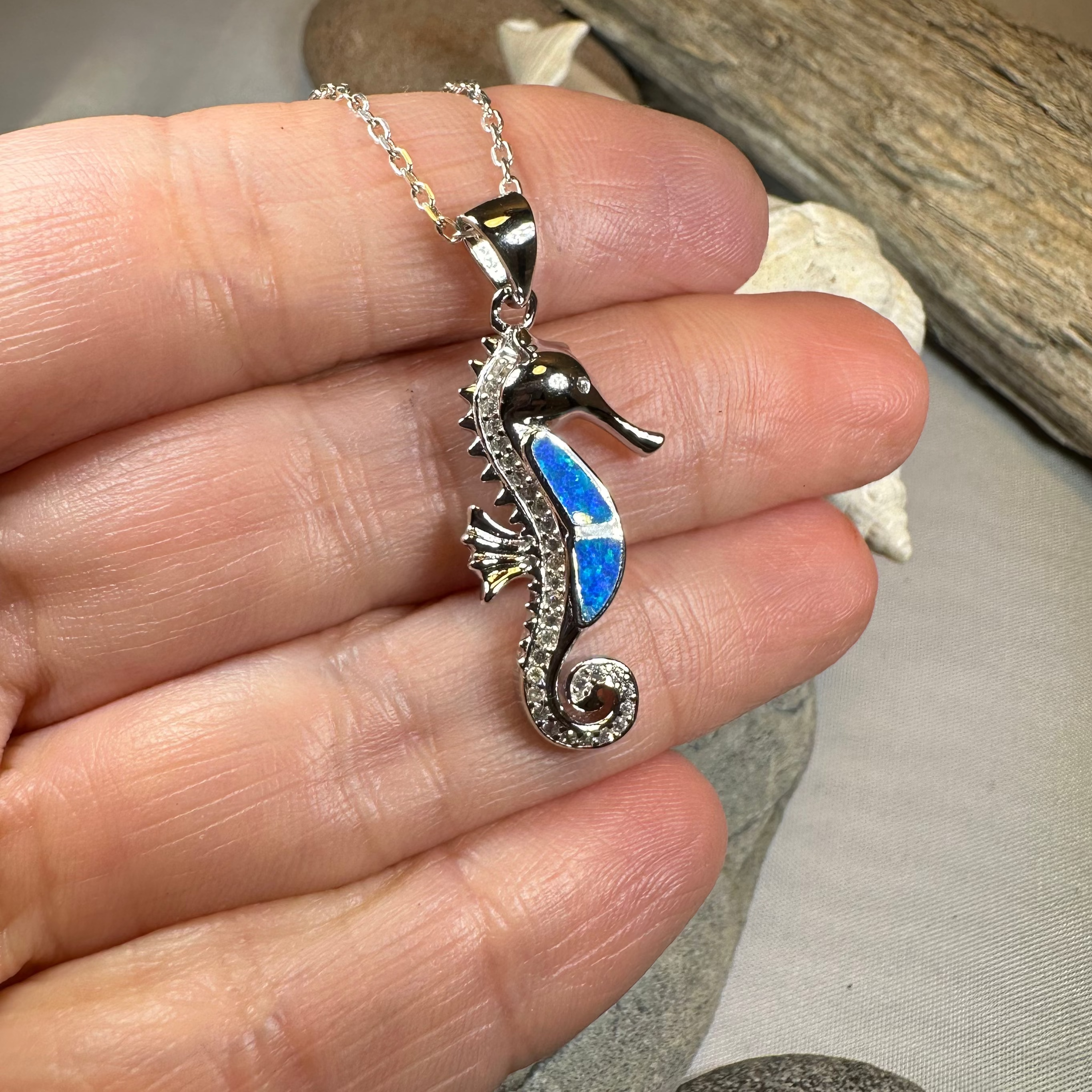 Petite Opal Seahorse Necklace