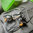 Enamel Puffin Earrings