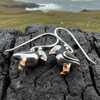 Enamel Puffin Earrings