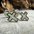 Grace Opal Cross Earrings - Silver