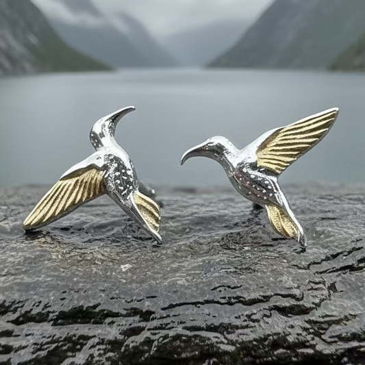 Golden Wing Hummingbird Post Earrings