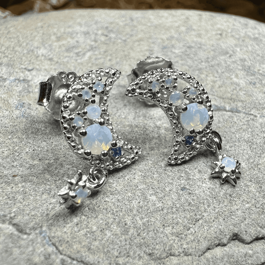 Sparkly Moon Post Earrings - 