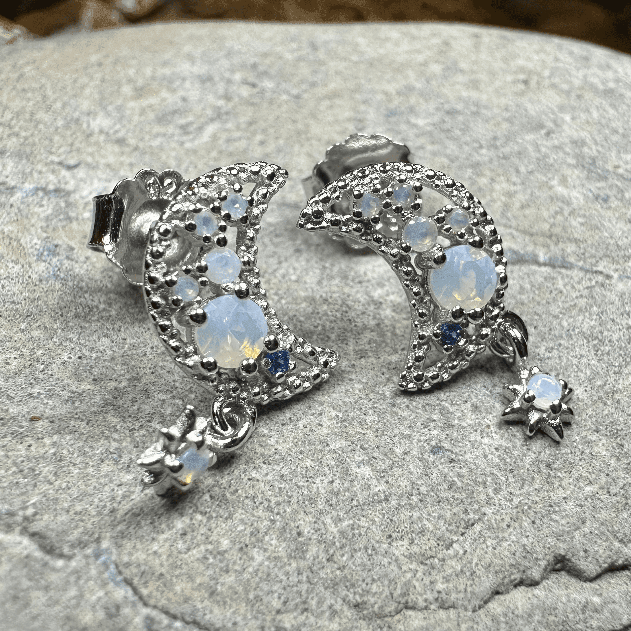 Sparkly Moon Post Earrings - 