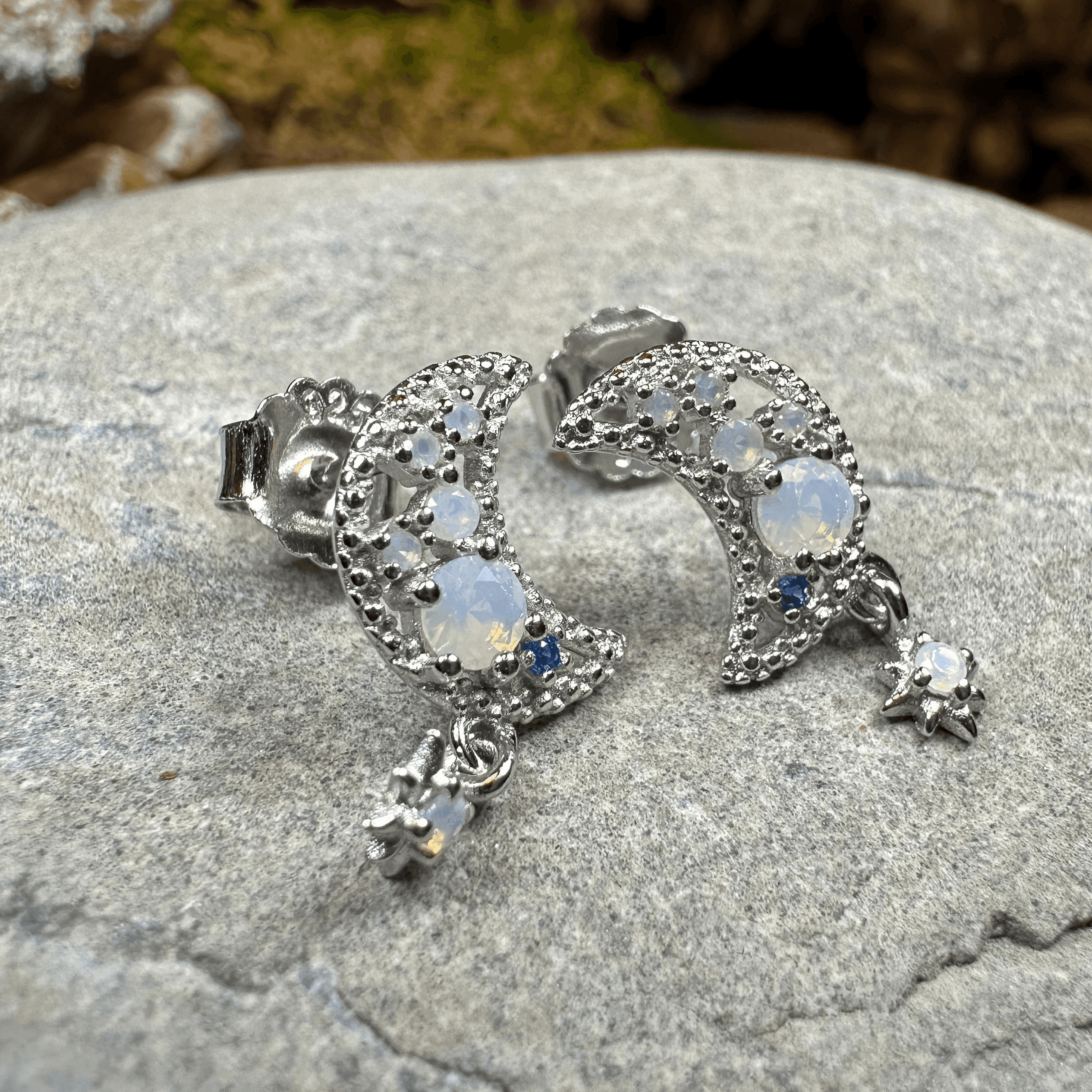 Sparkly Moon Post Earrings - 