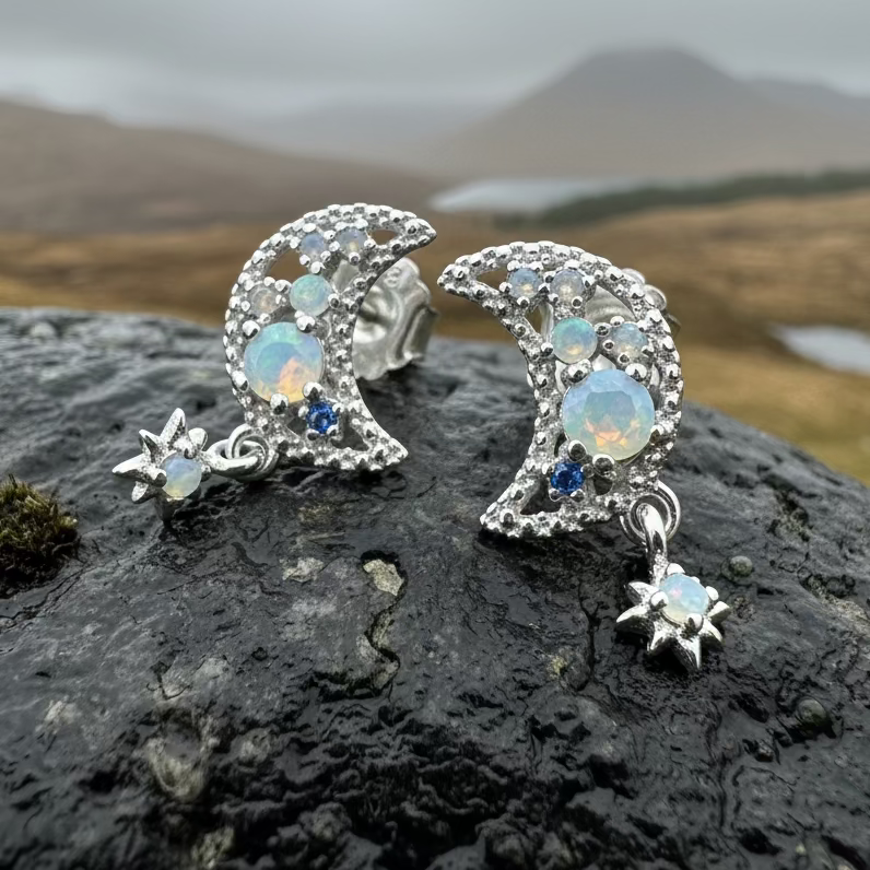 Sparkly Moon Post Earrings