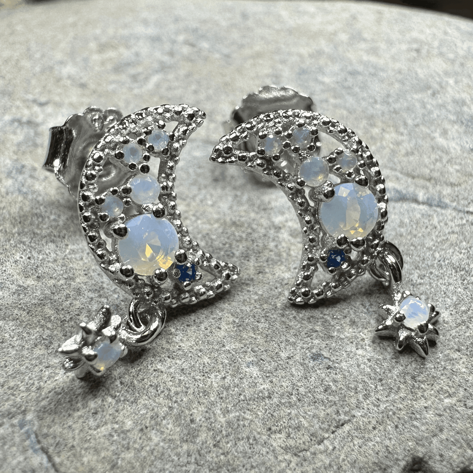Sparkly Moon Post Earrings - 
