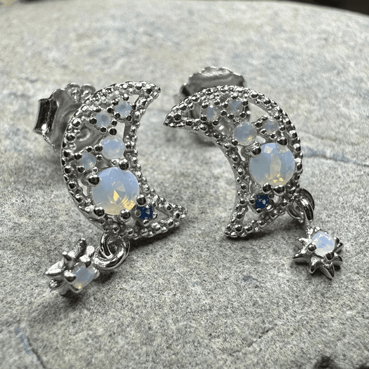 Sparkly Moon Post Earrings - 