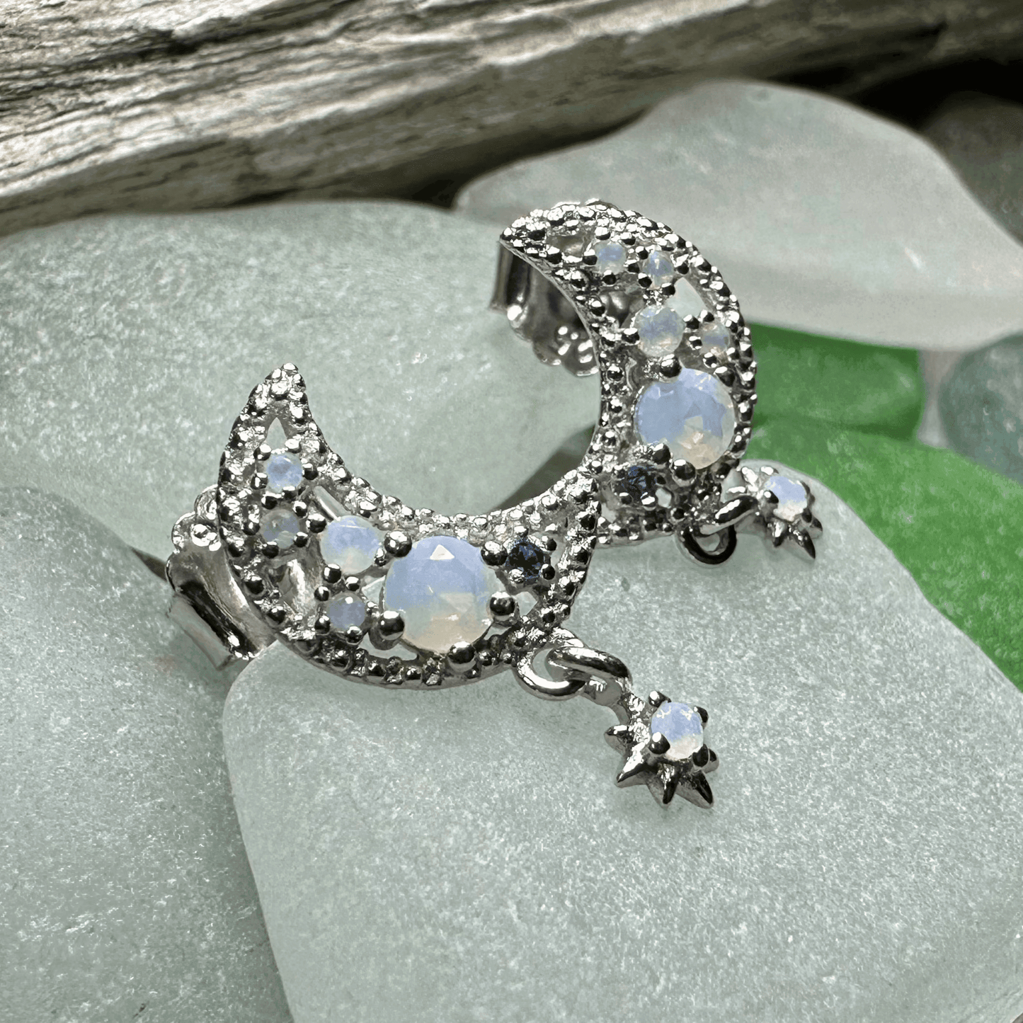 Sparkly Moon Post Earrings - 