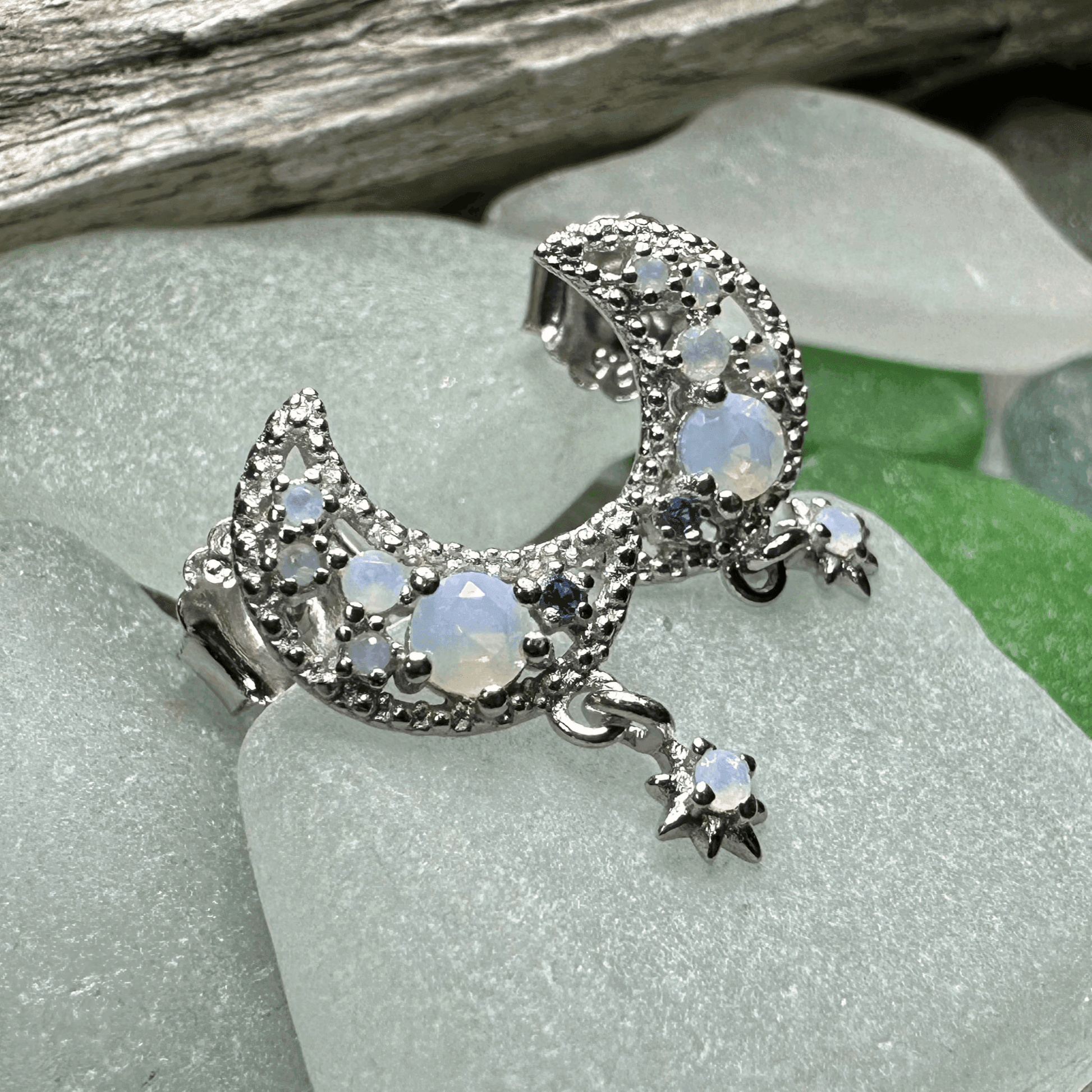 Sparkly Moon Post Earrings - 