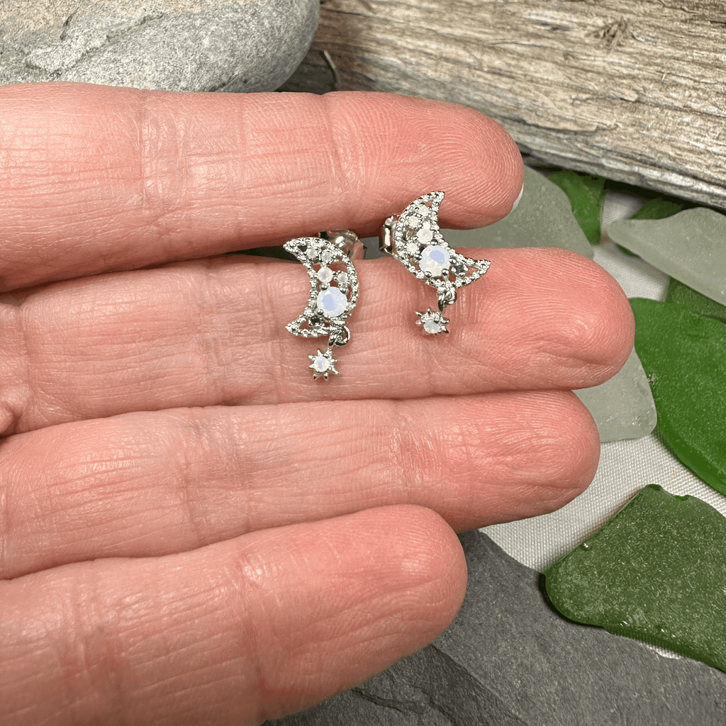 Sparkly Moon Post Earrings - 