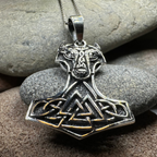 Wolf's Head Thor's Hammer Necklace