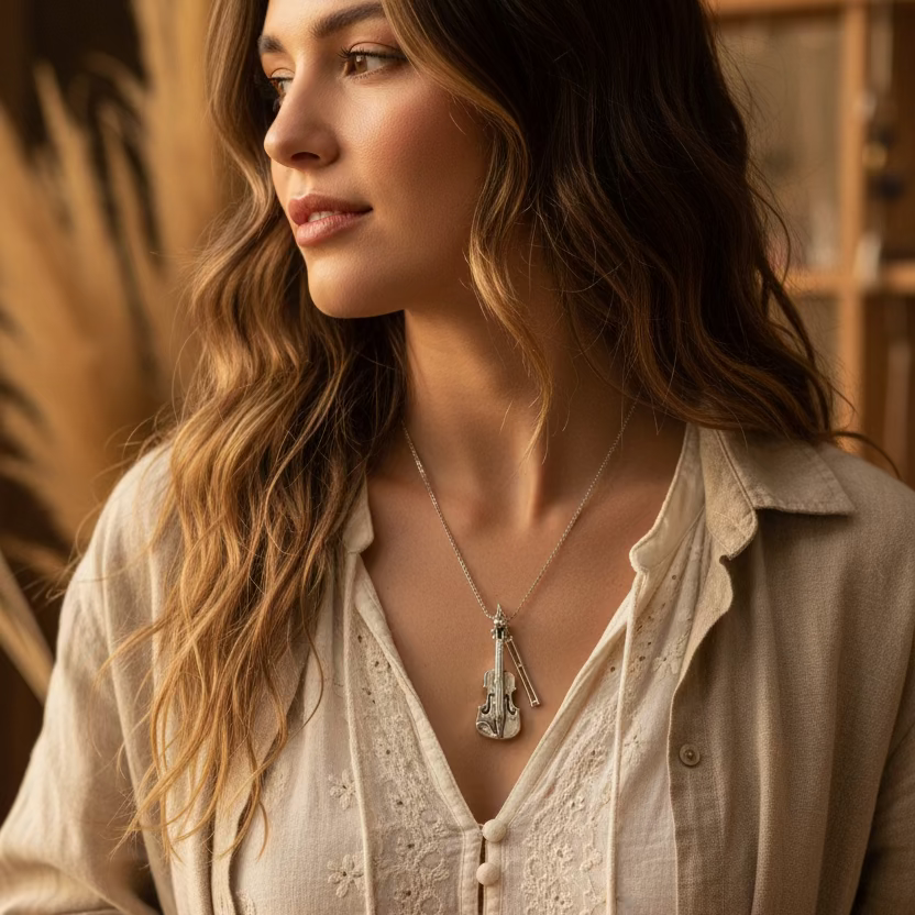 Irish Fiddle Celtic Necklace