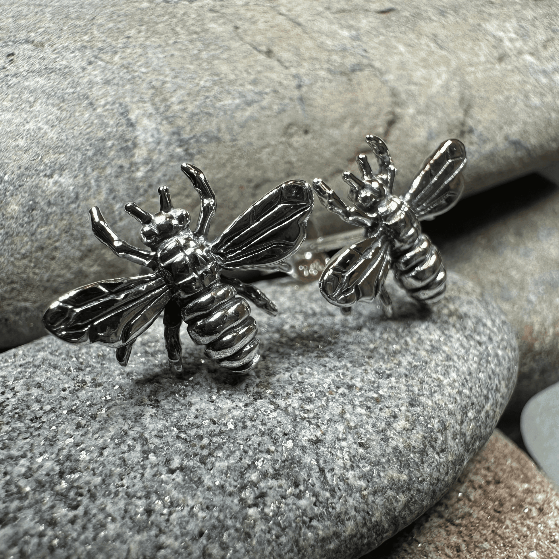 Realistic Bee Post Earrings - 