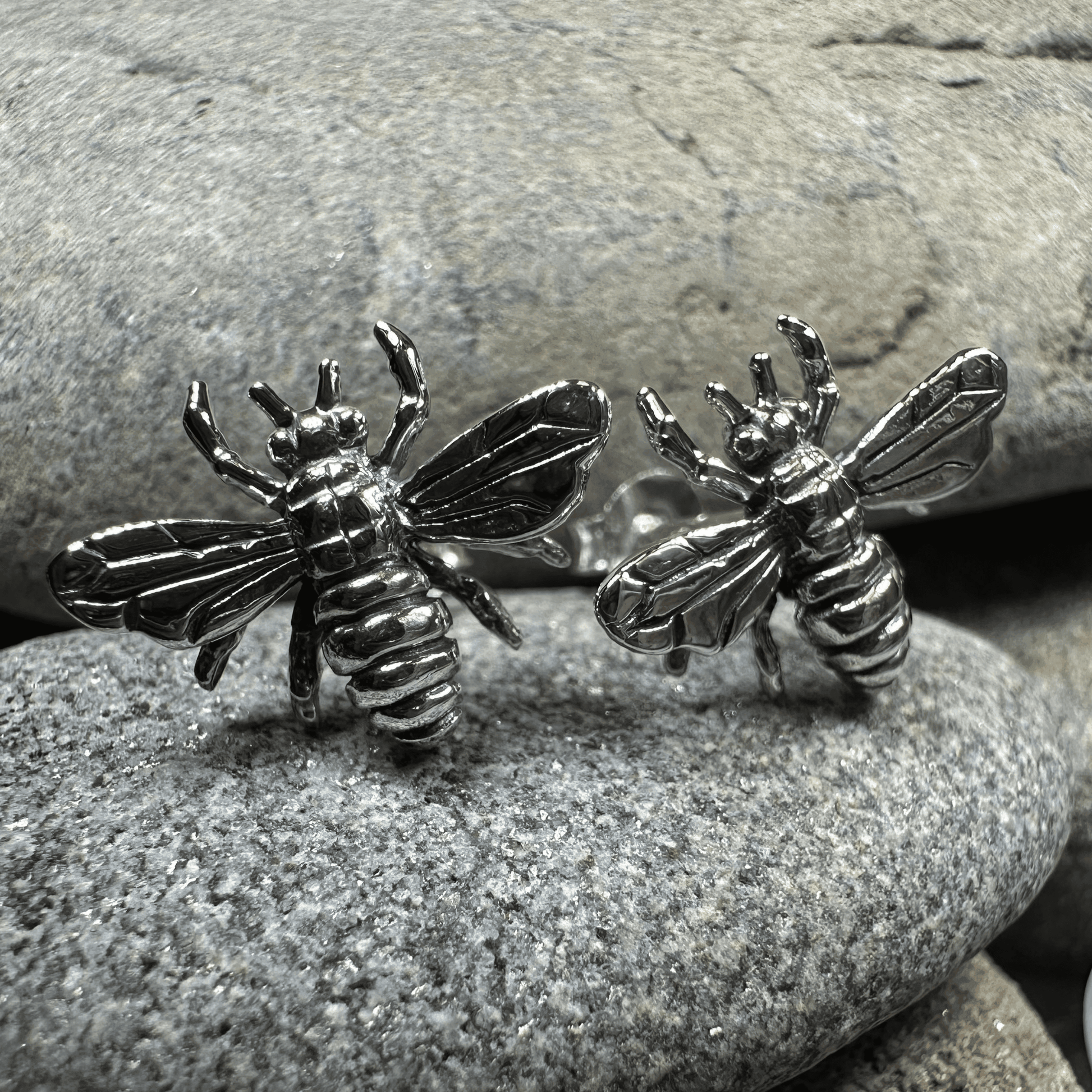 Realistic Bee Post Earrings - 