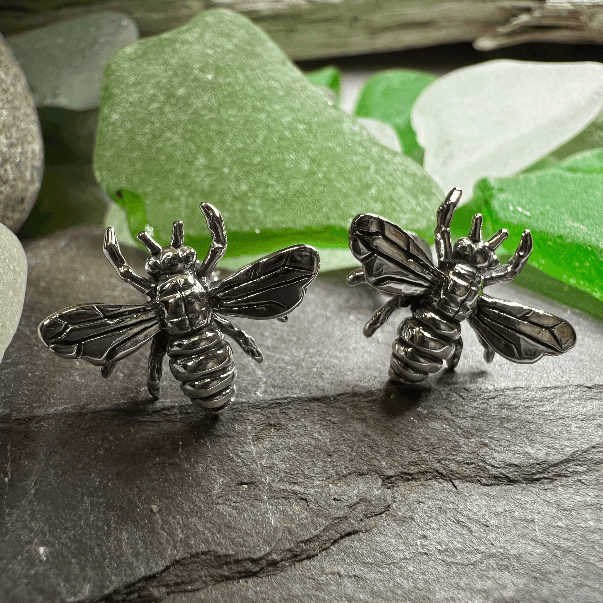 Realistic Bee Post Earrings - 