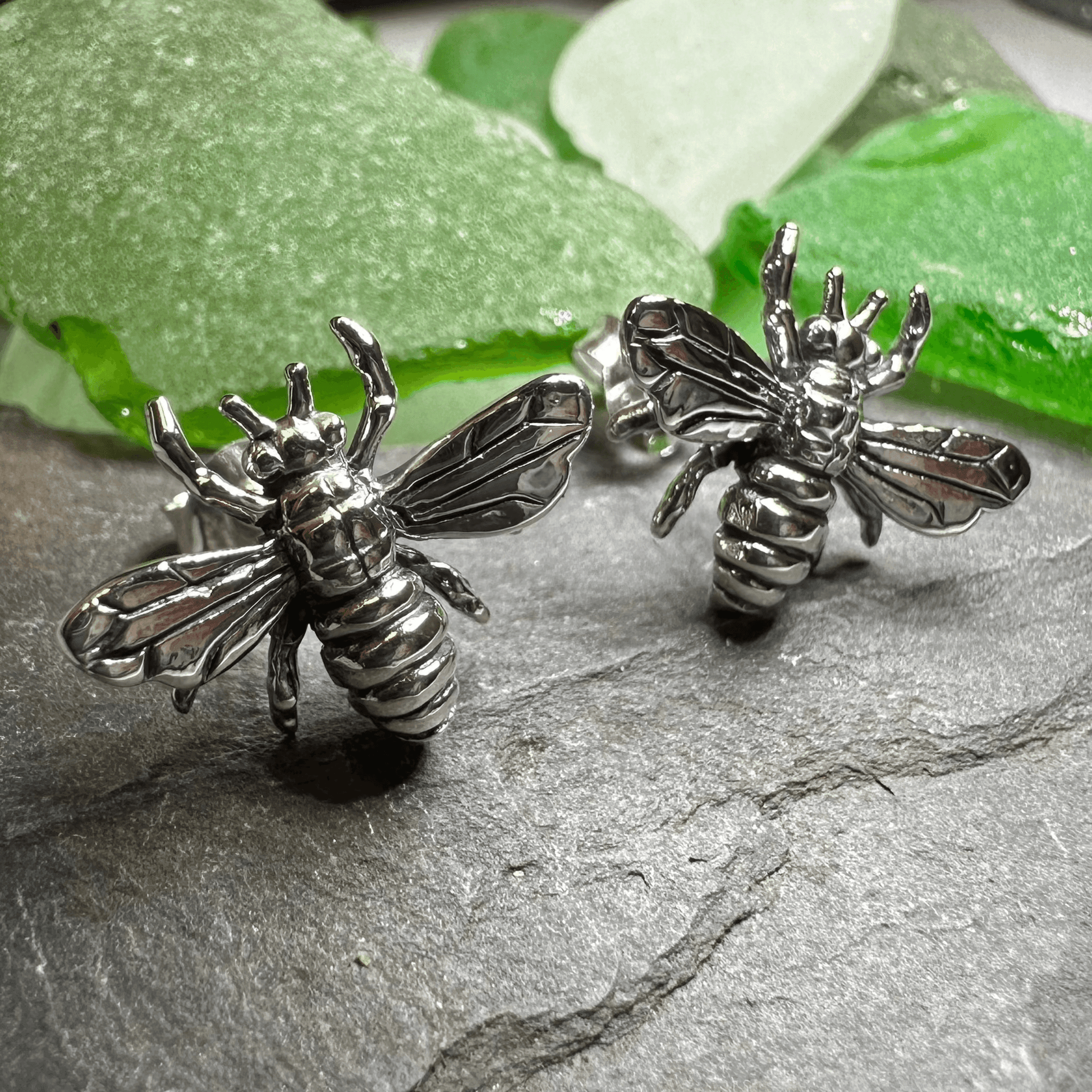 Realistic Bee Post Earrings - 