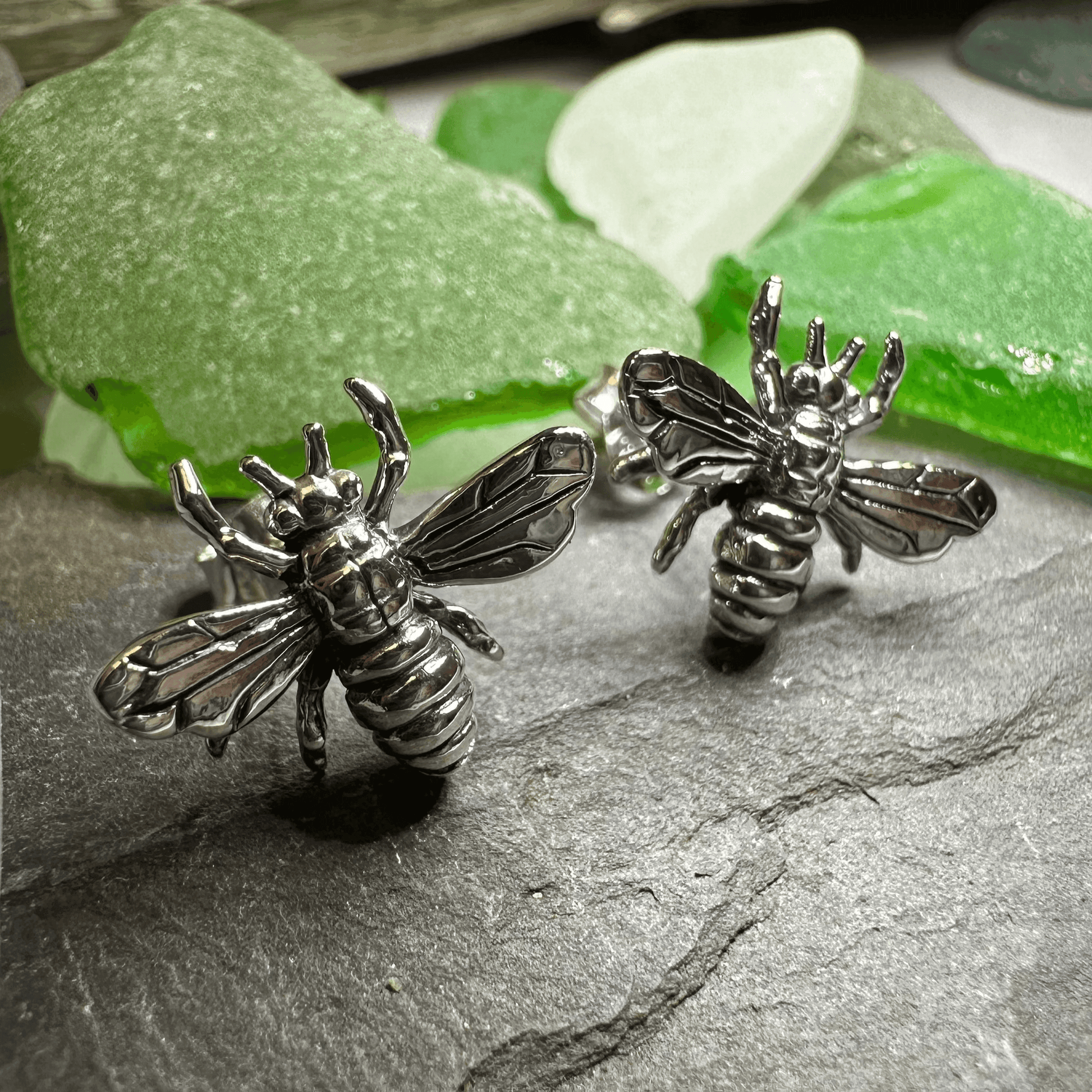 Realistic Bee Post Earrings - 