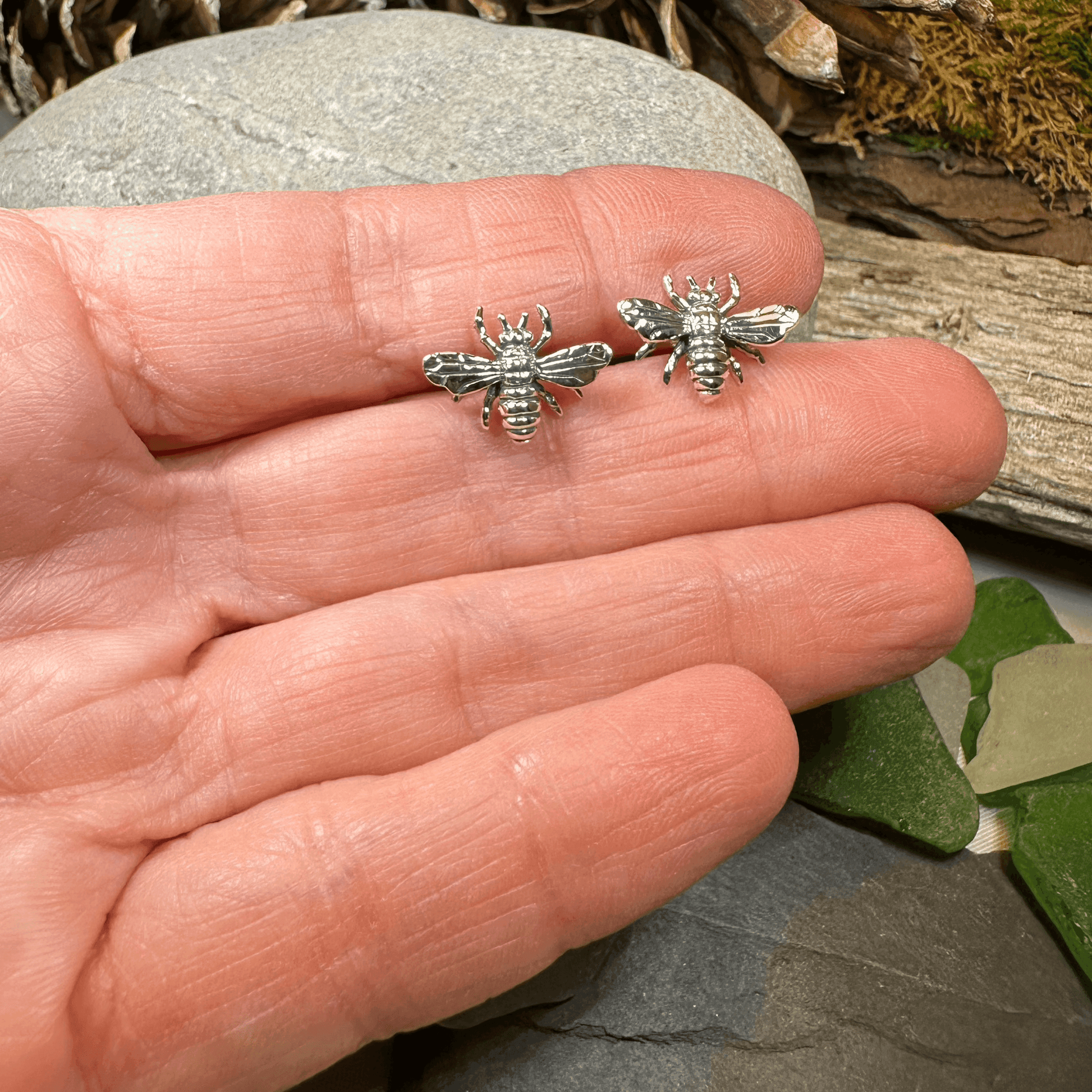 Realistic Bee Post Earrings - 