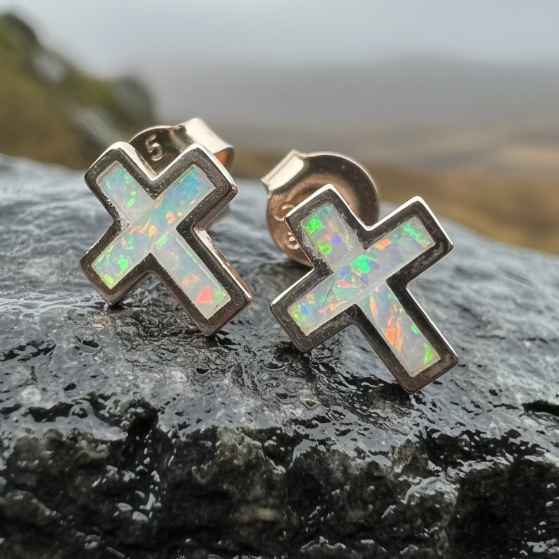 Grace Opal Cross Earrings