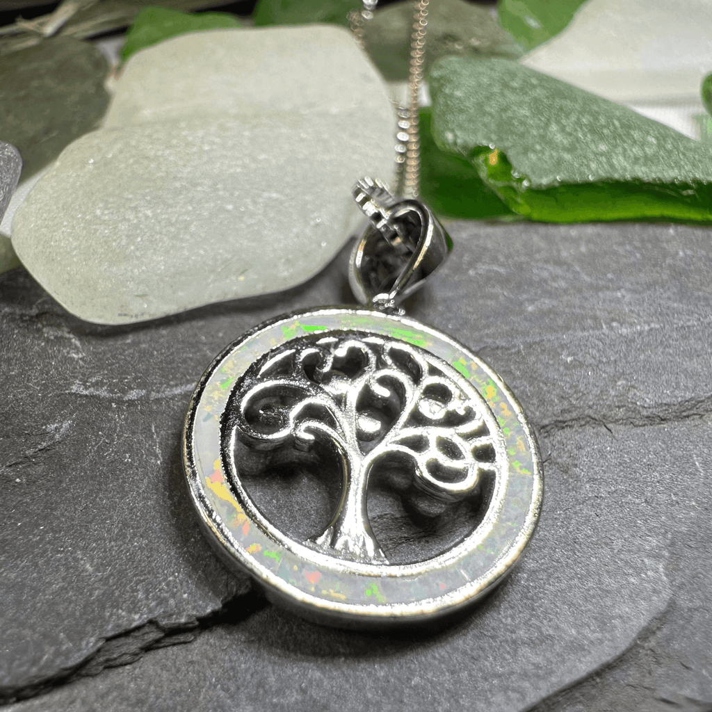 Enora Opal Tree of Life Necklace - White Fire