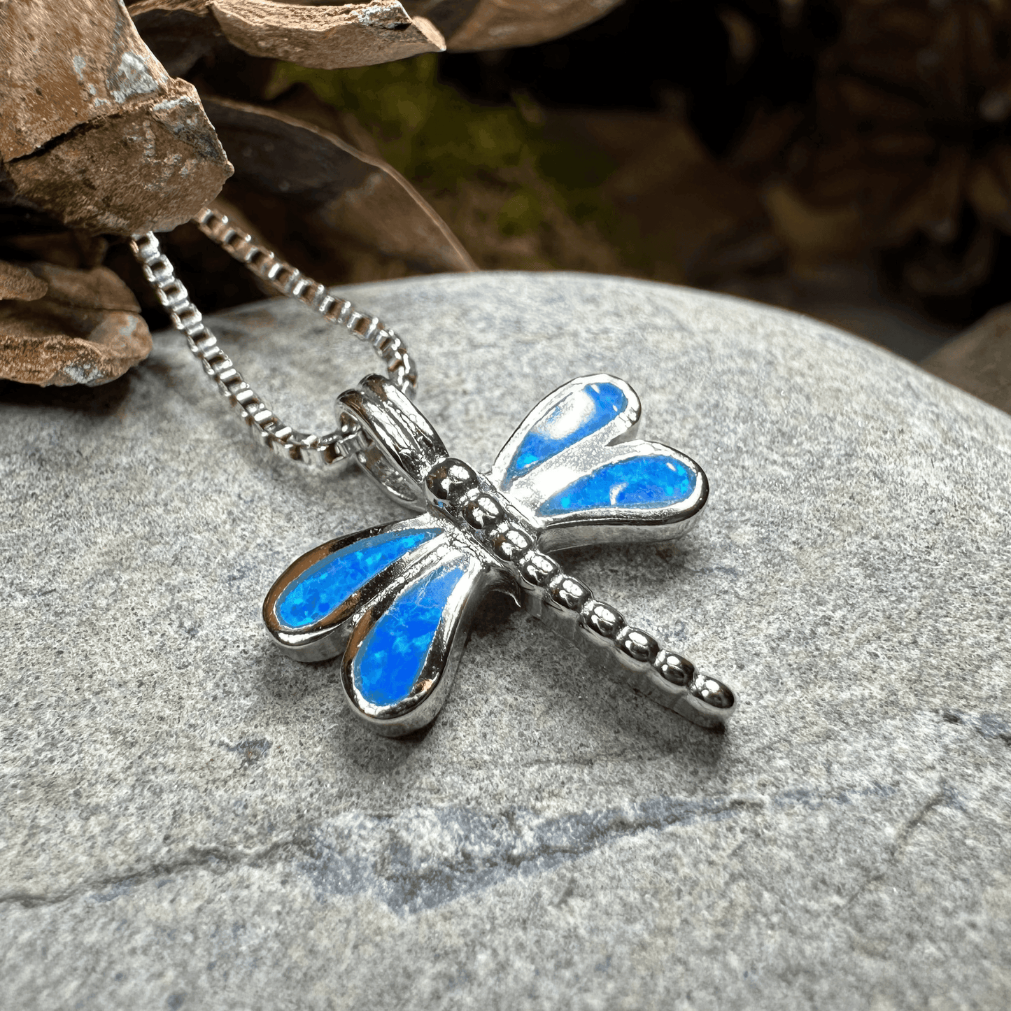 Fairy Meadow Dragonfly Necklace - 18 / White Fire