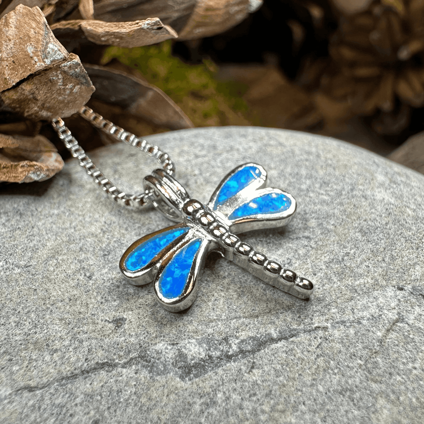 Fairy Meadow Dragonfly Necklace - 18 / White Fire