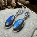 Celtic Waters Earrings - Oblong Stone Amethyst