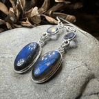 Celtic Waters Earrings - Square Stone Blue Topaz