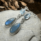 Celtic Waters Earrings - Square Stone Blue Topaz