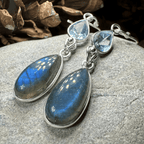 Celtic Waters Earrings - Teardrop Stone Blue Topaz