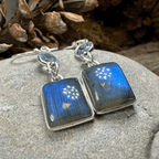Celtic Waters Earrings - Square Stone Blue Topaz