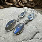 Celtic Waters Earrings - Square Stone Blue Topaz