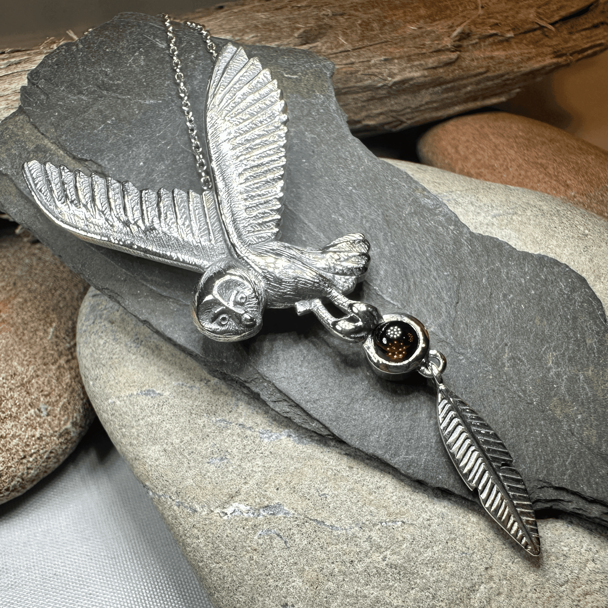 Owl Necklace - Garnet